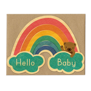 Night Owl Paper Goods - Baby Rainbow Wood Congratulations Card